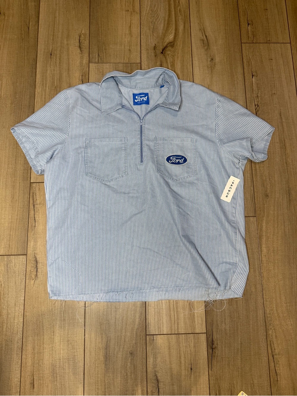 Ford PacSun NWT Men’s Large Striped Workwear Zip Shirt Mechanic Garage